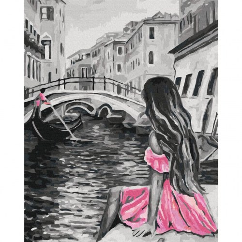 Mal efter tal Venedig - Pige i pink kjole 40 x 50 cm