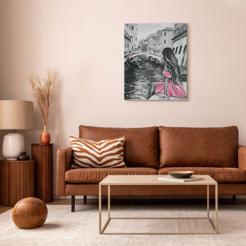 Mal efter tal Venedig - Pige i pink kjole 40 x 50 cm