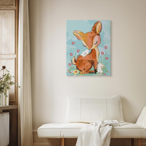 Mal selv billede med tal - Rådyr på engen 40 x 50 cm