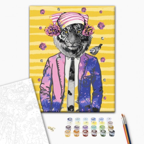 Mal selv billede Tiger med Hue 40 x 50 cm