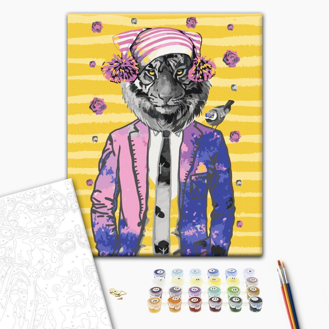 Mal selv billede Tiger med Hue 40 x 50 cm