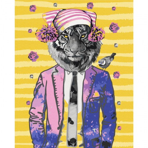 Mal selv billede Tiger med Hue 40 x 50 cm
