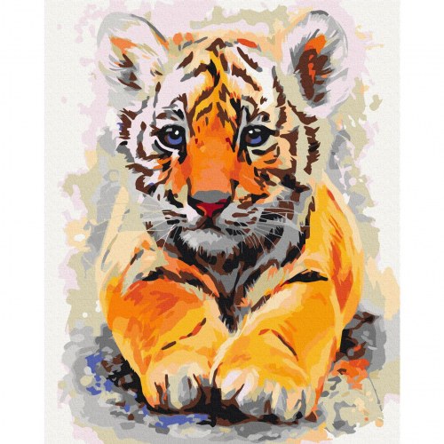 Mal efter tal baby tiger 40 x 50 cm