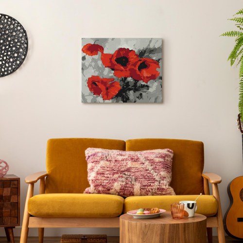 Mal selv billede med valmuebuket 50 x 40 cm