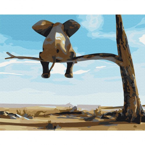 Mal selv billede Elefant i et træ 50 x 40 cm