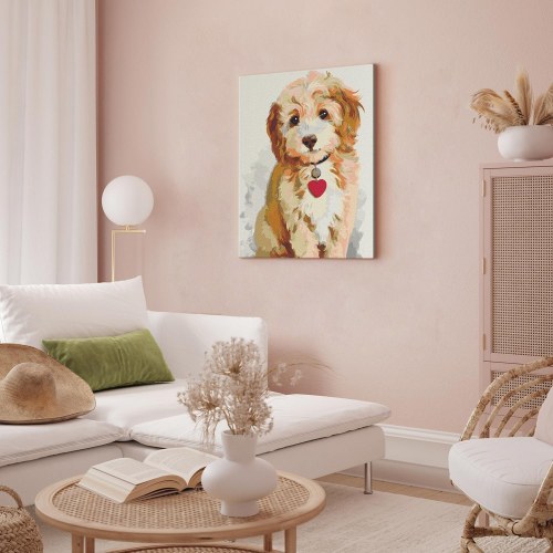 Mal selv billede med tal - Hundehvalp 40 x 50 cm