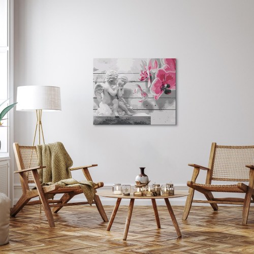 Mal selv billede Engle med pink orkidé 50 x 40 cm