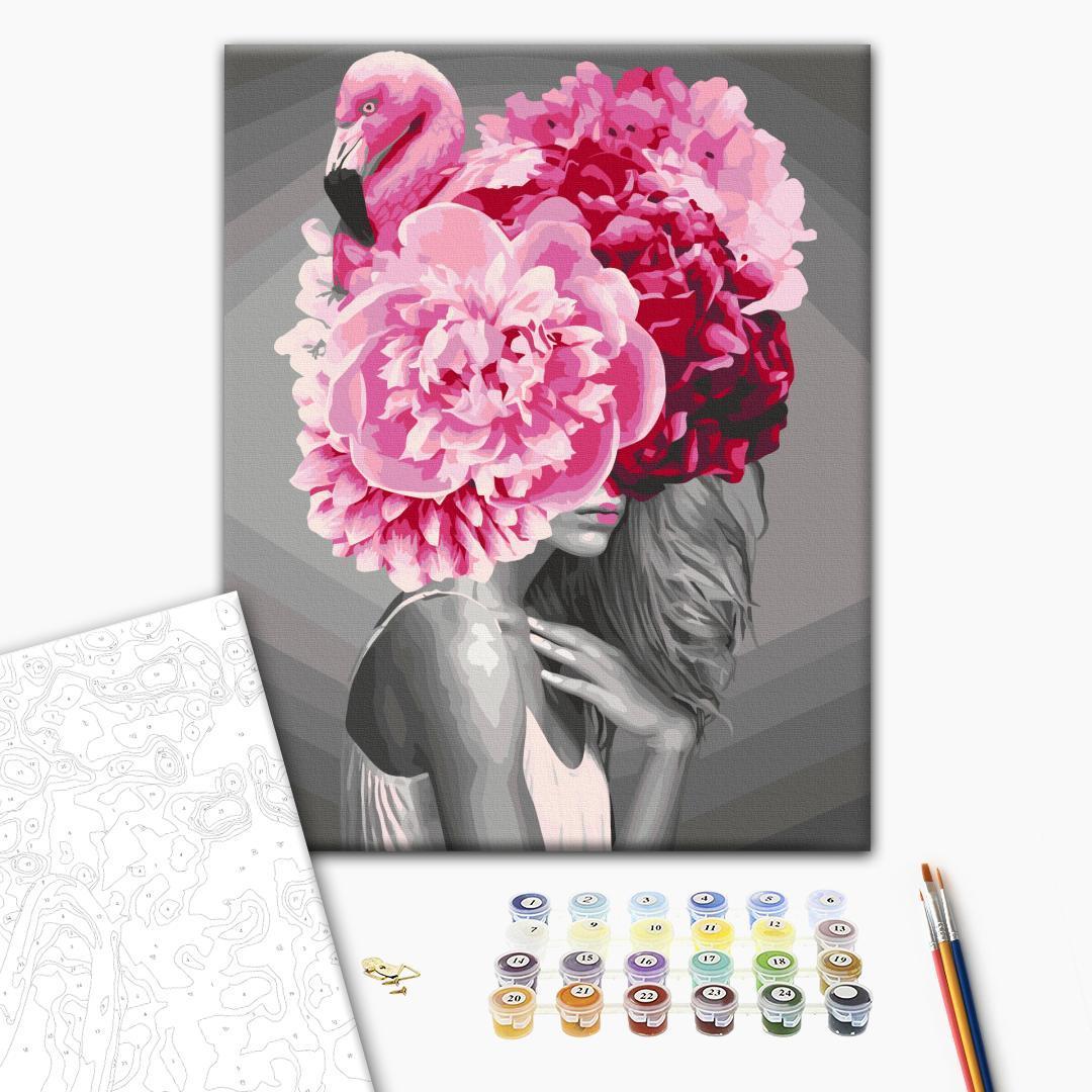 Mal efter tal Flamingo Girl 40 x 50 cm