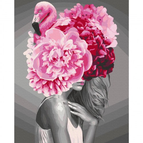 Mal efter tal Flamingo Girl 40 x 50 cm