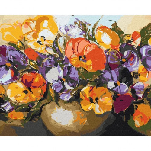 Mal selv billede med tal - Vase med stedmoderblomster 50 x 40 cm