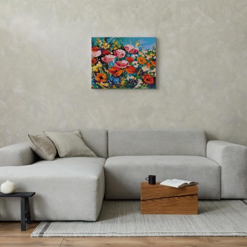 Mal efter tal - Farverige engblomster 50 x 40 cm