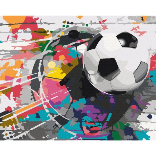 Mal efter tal billede med farverig fodbold 50 x 40 cm