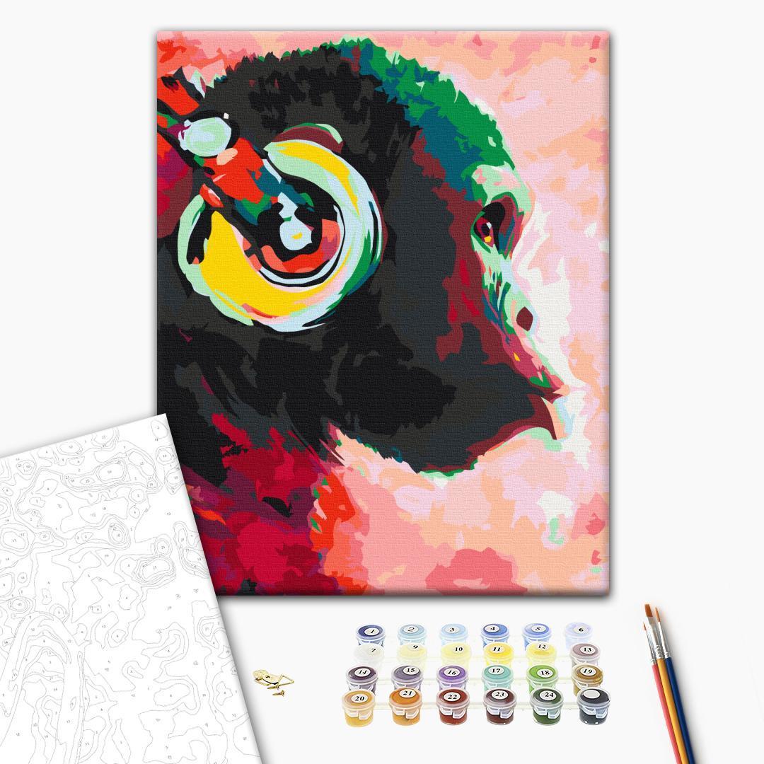Mal selv billede Monkey i hovedtelefoner 40 x 50 cm