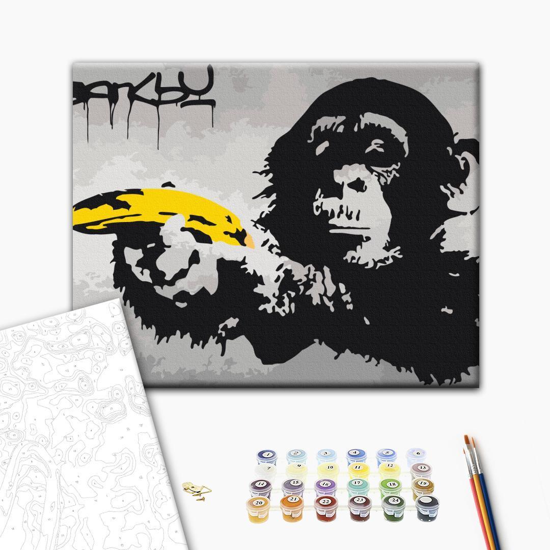 Mal selv billede Monkey Banksy Street Art Graffiti 50 x 40 cm