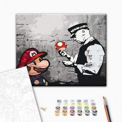 Mal efter tal billede Mario Banksy 50 x 40 cm