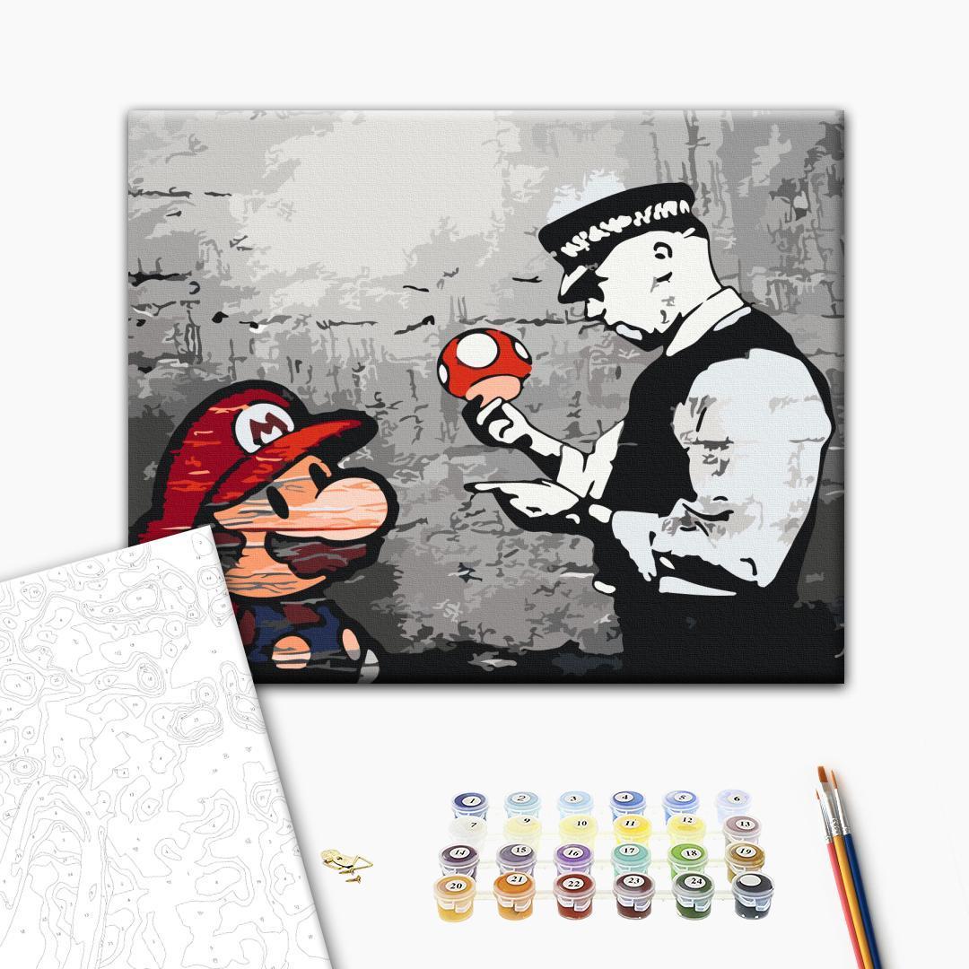 Mal efter tal billede Mario Banksy 50 x 40 cm