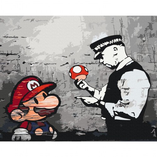Mal efter tal billede Mario Banksy 50 x 40 cm