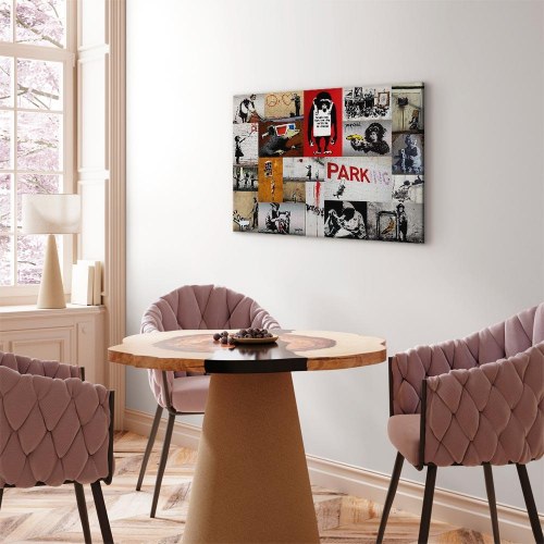 Banksy collage lærredsbillede til vægdekoration