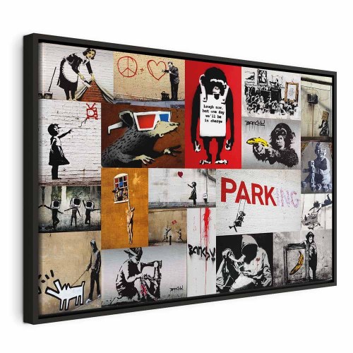Banksy collage lærredsbillede til vægdekoration