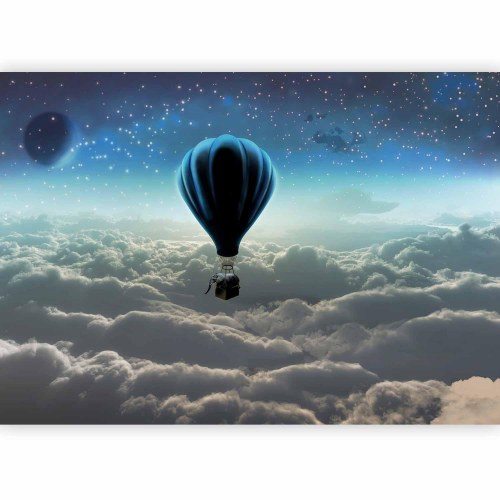 Fototapet Natlig Ekspedition - luftballon over skyer