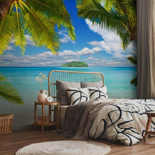 Fototapet Bekymringsfri eftermiddag med tropisk strandmotiv