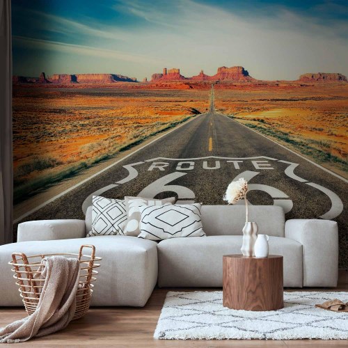 Fototapet Route 66 med ørkenlandskab