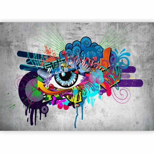 Fototapet Graffiti-øje - vægdekoration med gadekunst