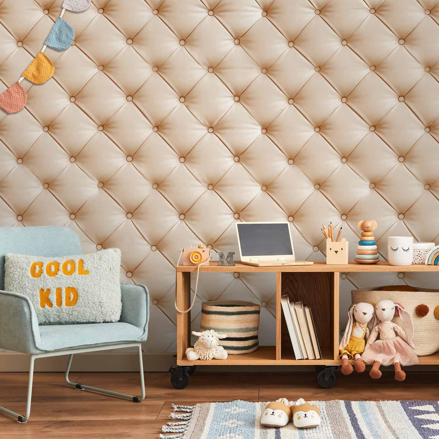 Fototapet med quiltet beige mønster - 147 x 105 cm - Selvklæbende