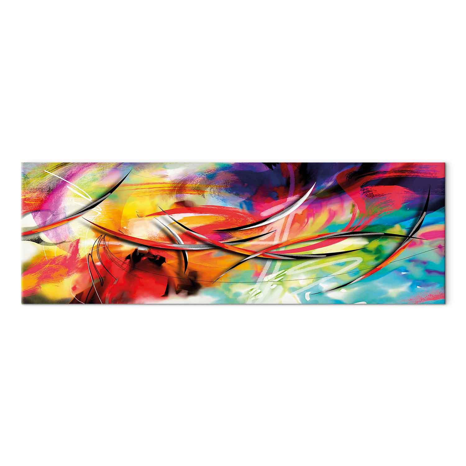 Billede på lærred Regnbuens dans - abstrakt vægdekoration - 120 x 40 cm - Standard