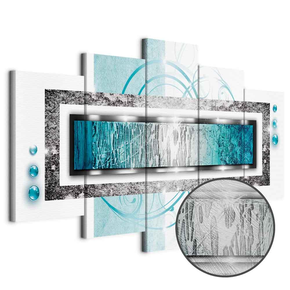 Abstrakt lærredsbillede Turquoise Blizzard - 200 x 100 cm - Premium Print
