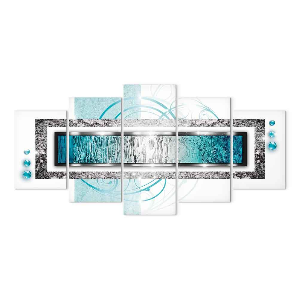 Abstrakt lærredsbillede Turquoise Blizzard - 200 x 100 cm - Standard
