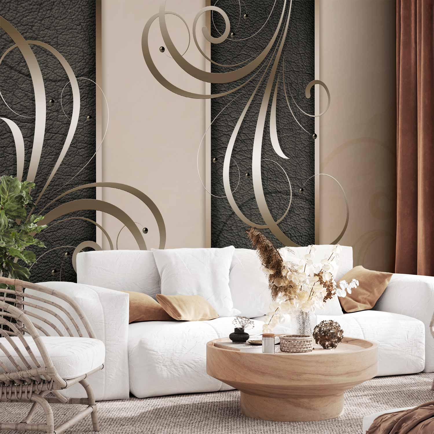 Fototapet Romantic Duet - vægdekoration med abstrakt retro mønster og ornamenter - 400 x 280 cm - Standard