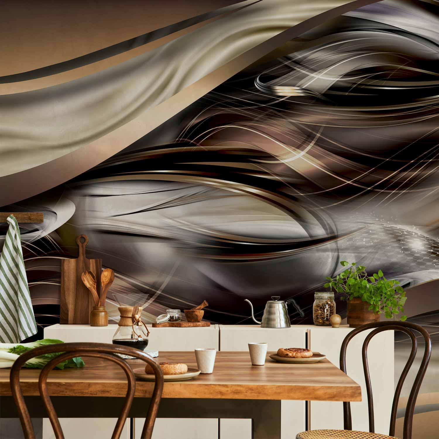 Fototapet Ravfarvede Vinde med abstrakte bølger - 400 x 280 cm - Vandtæt