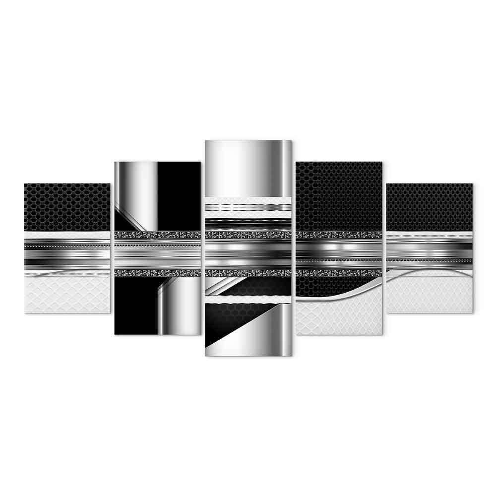 Lærredsbillede Silver Cut - abstrakt vægbillede i sølv og sort - 100 x 50 cm - Standard