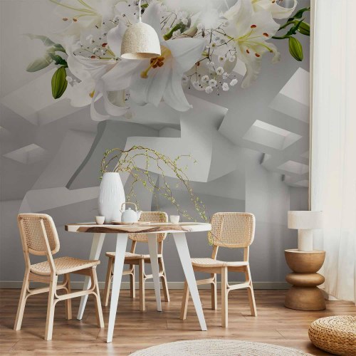 Fototapet 3D - Abstrakt Mirage med liljer