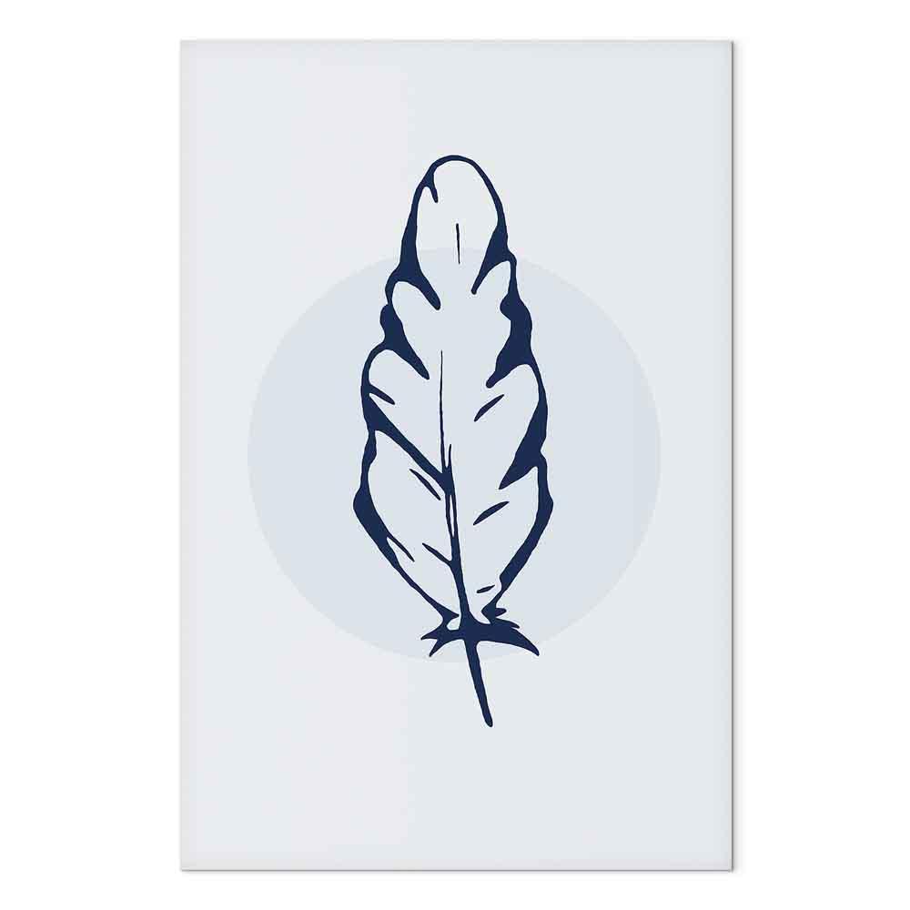 Lærredsbillede Blå Fjer Vertikal - abstrakt vægdekoration - 60 x 90 cm - Premium Print