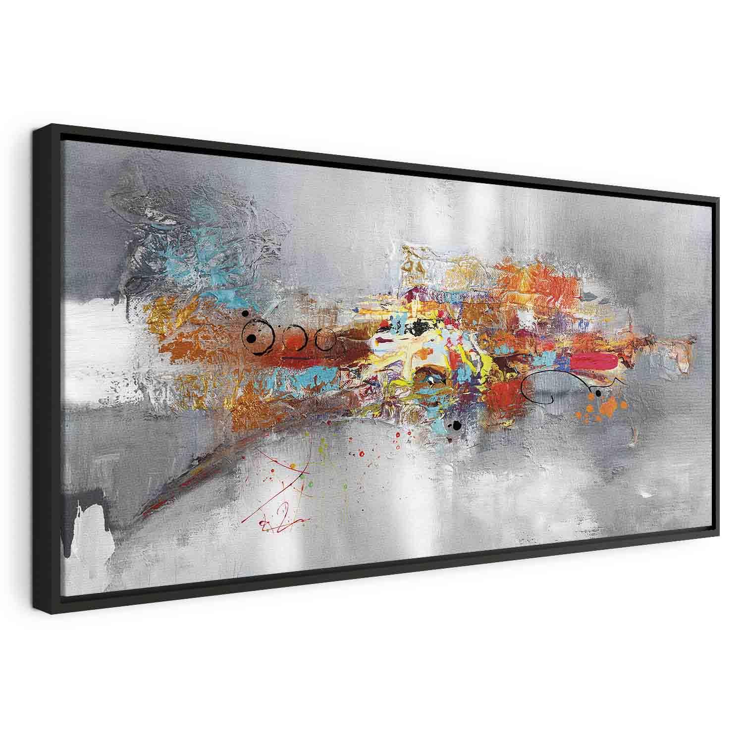 Abstrakt billede på lærred Dominant bredformat - 120 x 60 cm - I en sort træramme