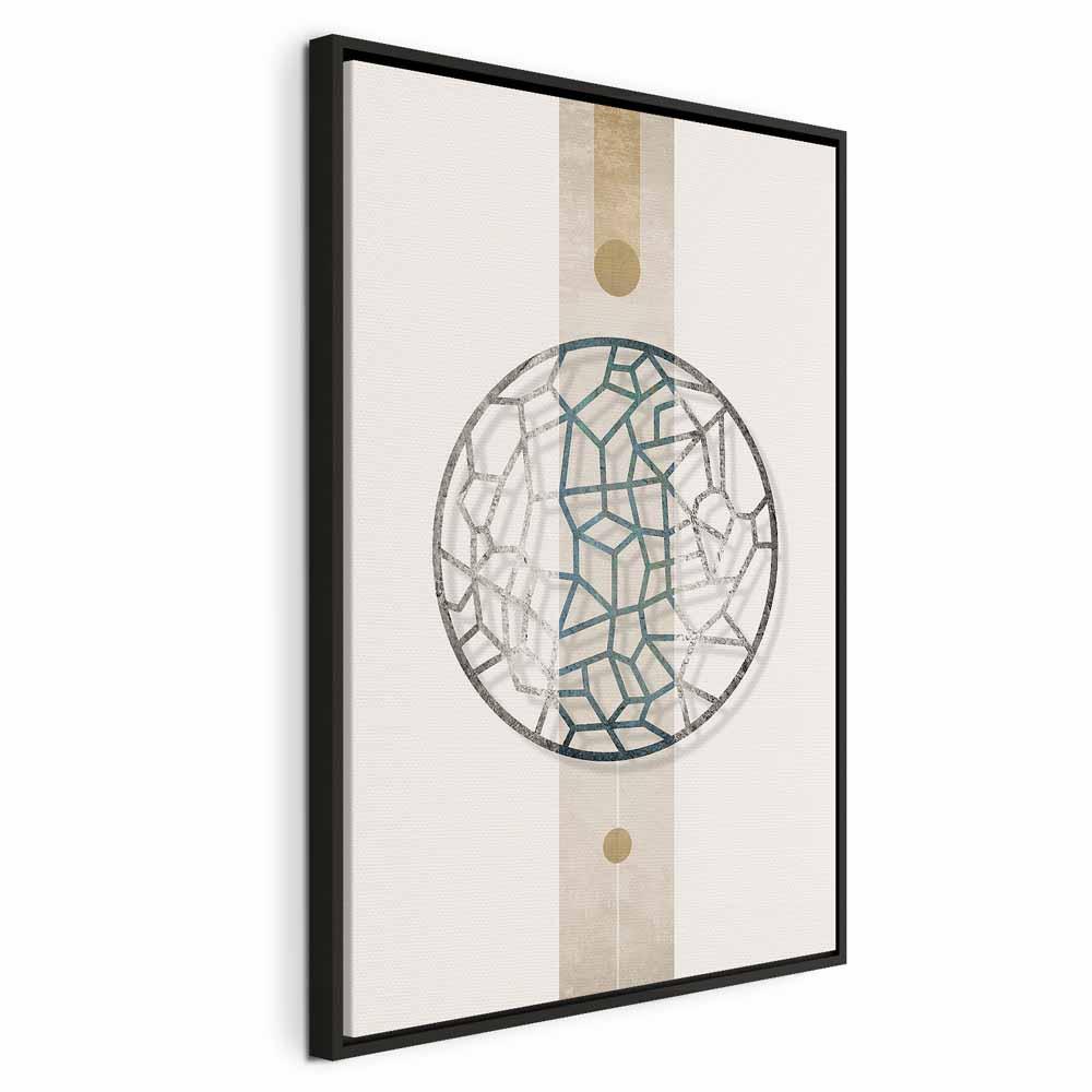 Lærredsbillede - Cirkel med kunstneriske detaljer - abstrakt vægdekoration i 1 del - 40 x 60 cm - I en sort træramme