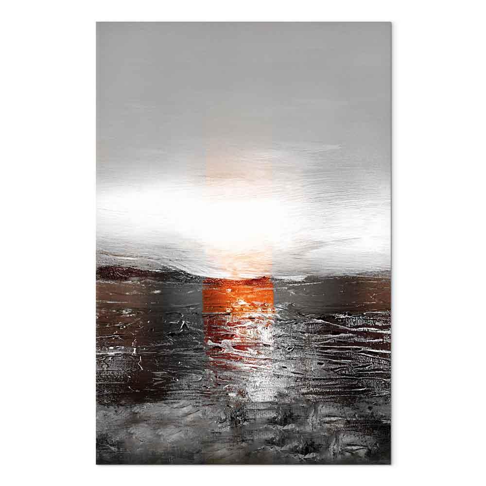 Abstrakt lærredsbillede - Reflection of Colors (1 del) med solnedgang i malet baggrund - 40 x 60 cm - Akustisk