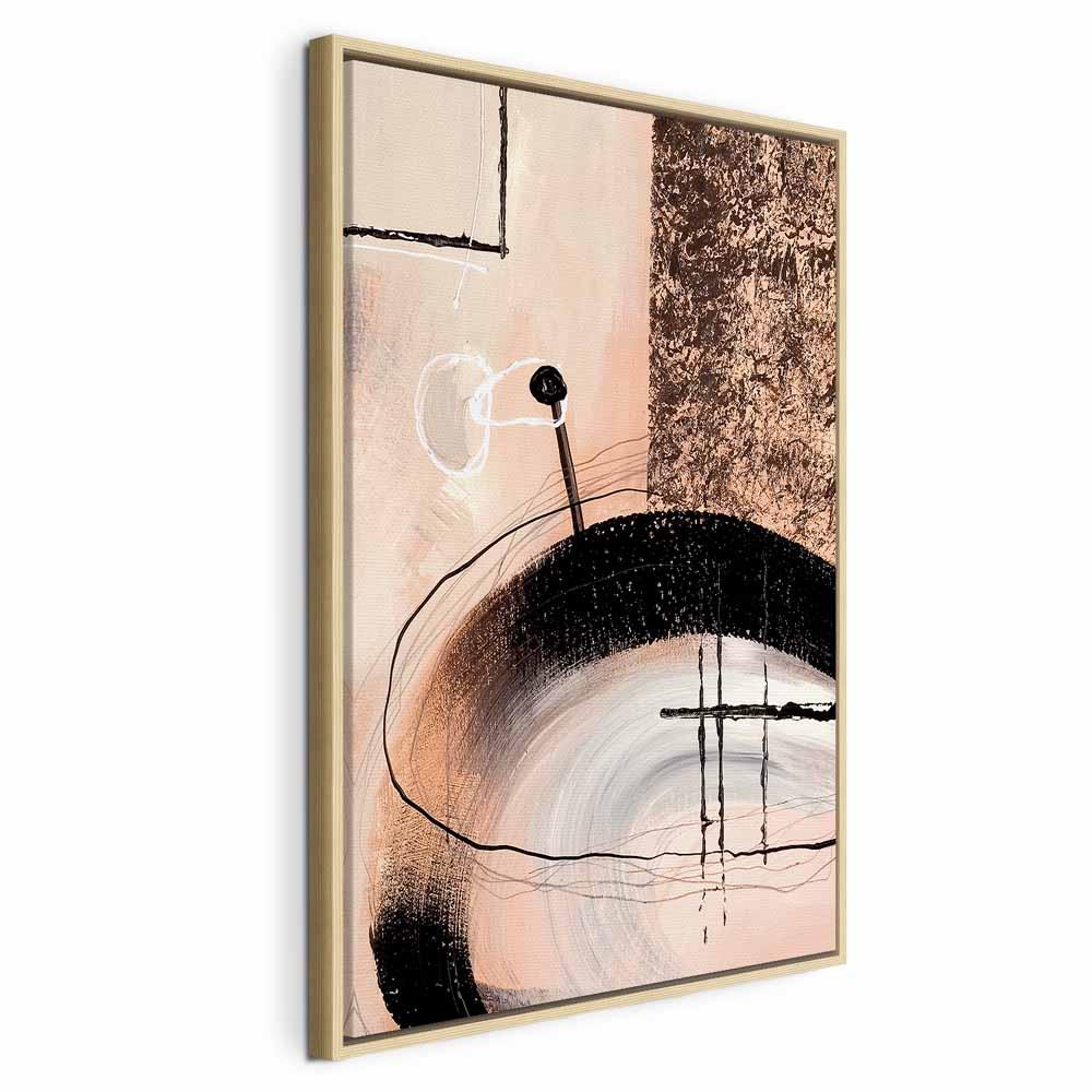 Billede - Art of Shapes - 1-delt håndmalet abstrakt kunstværk på lærred - 40 x 60 cm - I en naturlig træramme