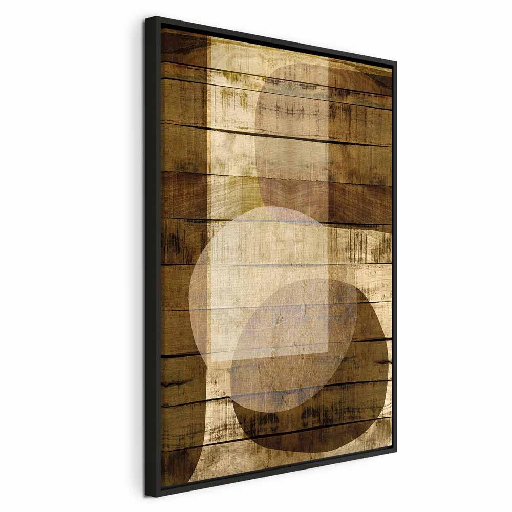 Lærredsbillede Golden Chocolate lodret abstrakt vægdekoration - 40 x 60 cm - I en sort træramme