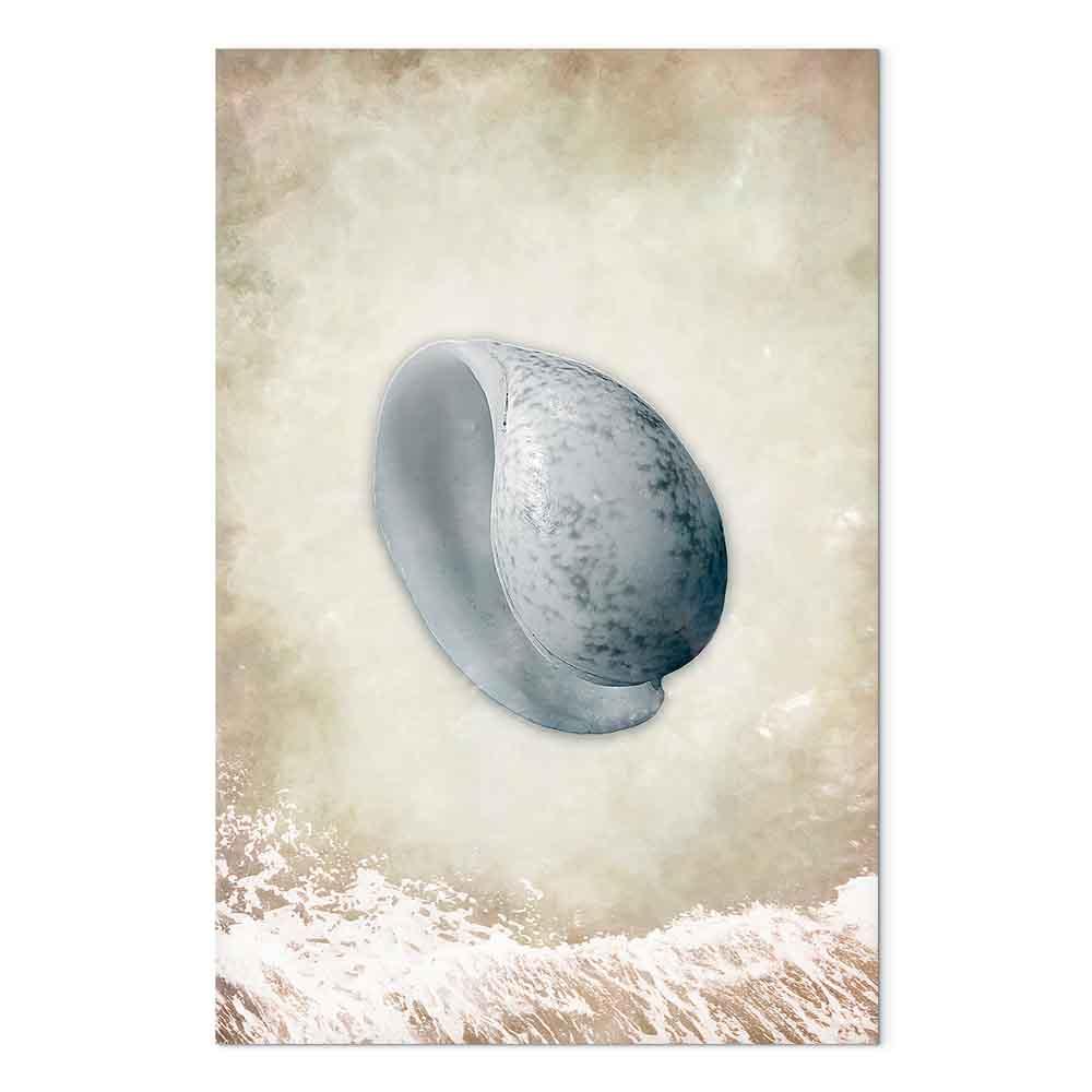 Abstrakt lærredsbillede Tide - 1 del, lodret vægdekoration med havinspireret motiv - 80 x 120 cm - Akustisk