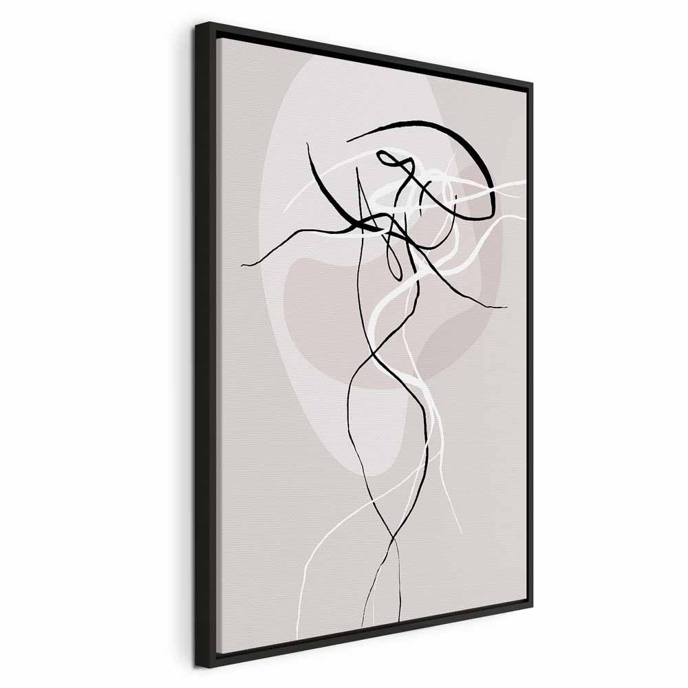 Billede på lærred - Beige Energy 1 del lodret abstrakt vægdekoration - 40 x 60 cm - I en sort træramme