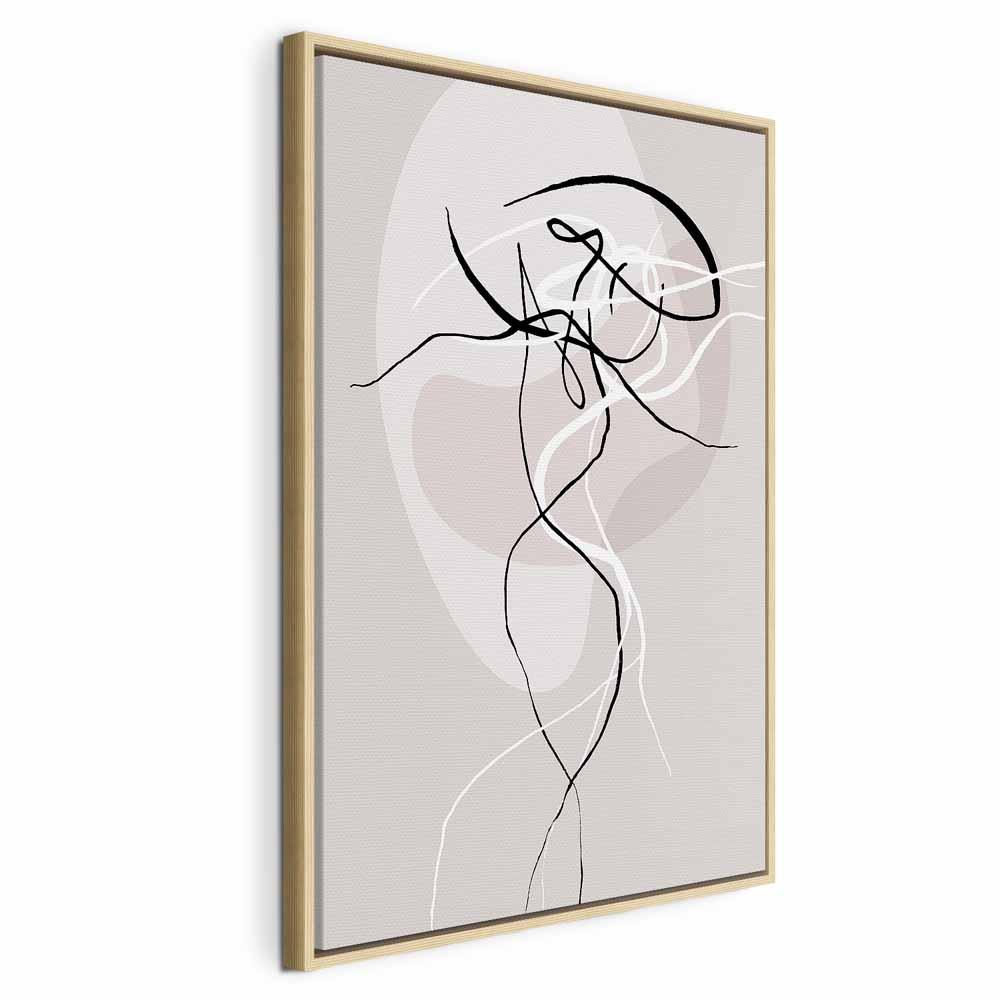 Billede på lærred - Beige Energy 1 del lodret abstrakt vægdekoration - 40 x 60 cm - I en naturlig træramme