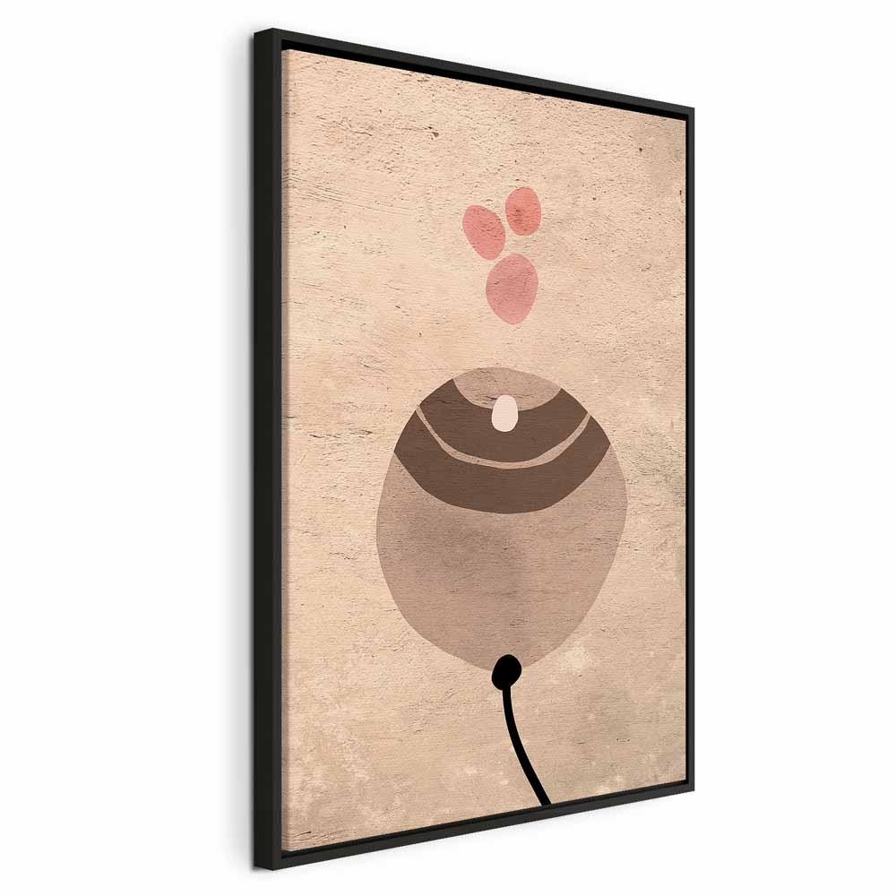 Abstrakt lærredsbillede Sandballon - lodret - 40 x 60 cm - I en sort træramme