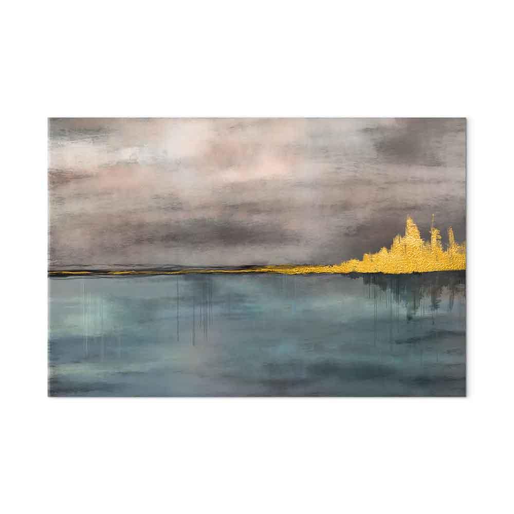 Abstrakt billede på lærred Gyldne By - 90 x 60 cm - Standard