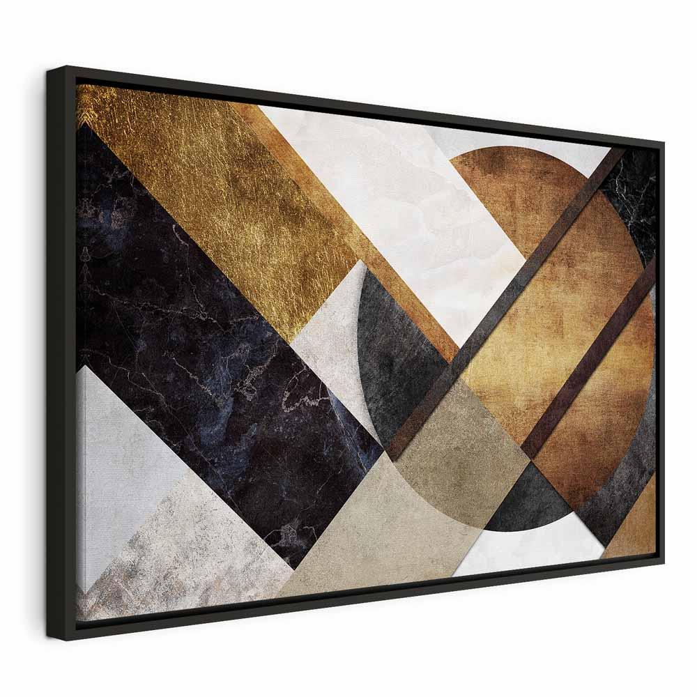 Billede på lærred New Road - abstrakt vægdekoration med geometrisk motiv i bredt format - 120 x 80 cm - I en sort træramme