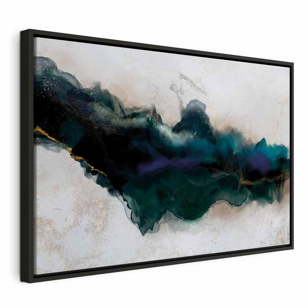 Abstrakt billede på lærred - Rift of Blue, 1 del, bredformat - 90 x 60 cm - I en sort træramme