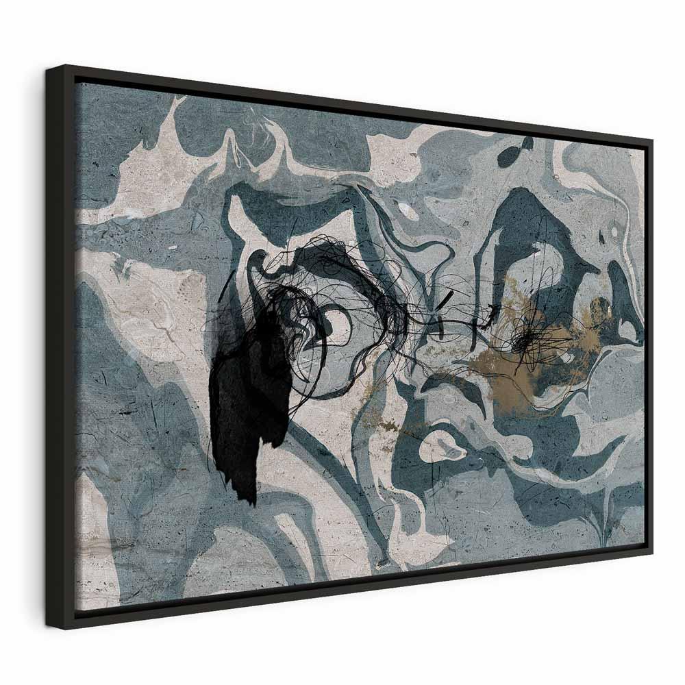 Billede på lærred - Marmoreret Refleksion (1 del) bredformat, abstrakt vægdekoration - 60 x 40 cm - I en sort træramme