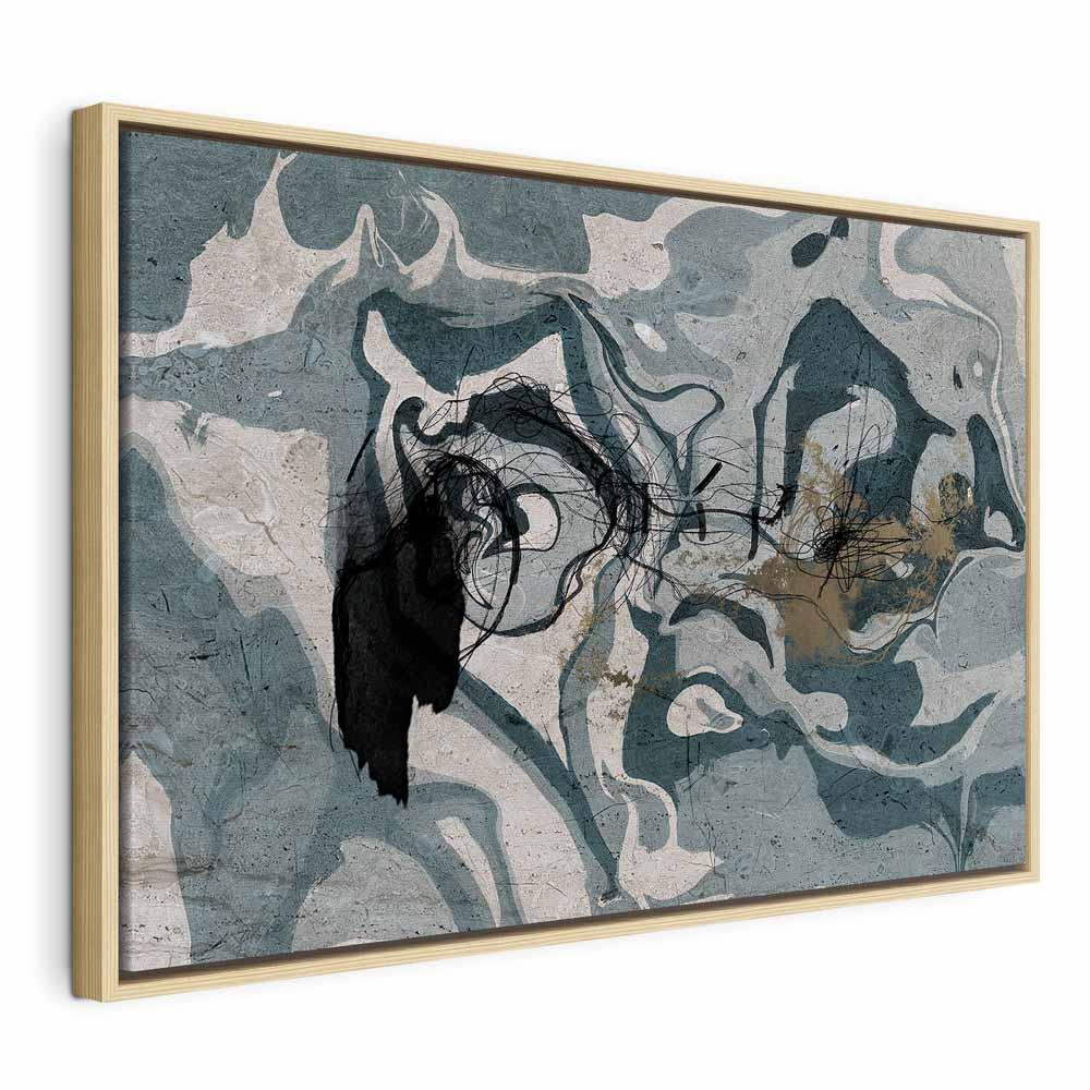 Billede på lærred - Marmoreret Refleksion (1 del) bredformat, abstrakt vægdekoration - 60 x 40 cm - I en naturlig træramme